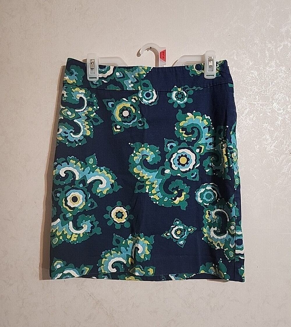 Merona Womens Above the Knee Pencil Skirt Lined sz 2 Navy Blue Side Zip